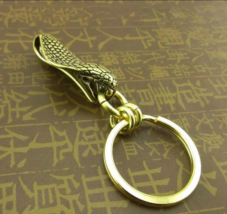 Solid Brass Vintage Snake Wallet Waist Buckle Clip Key Chain EDC Keyring Holder 07FC0E-D4 - KOEEK