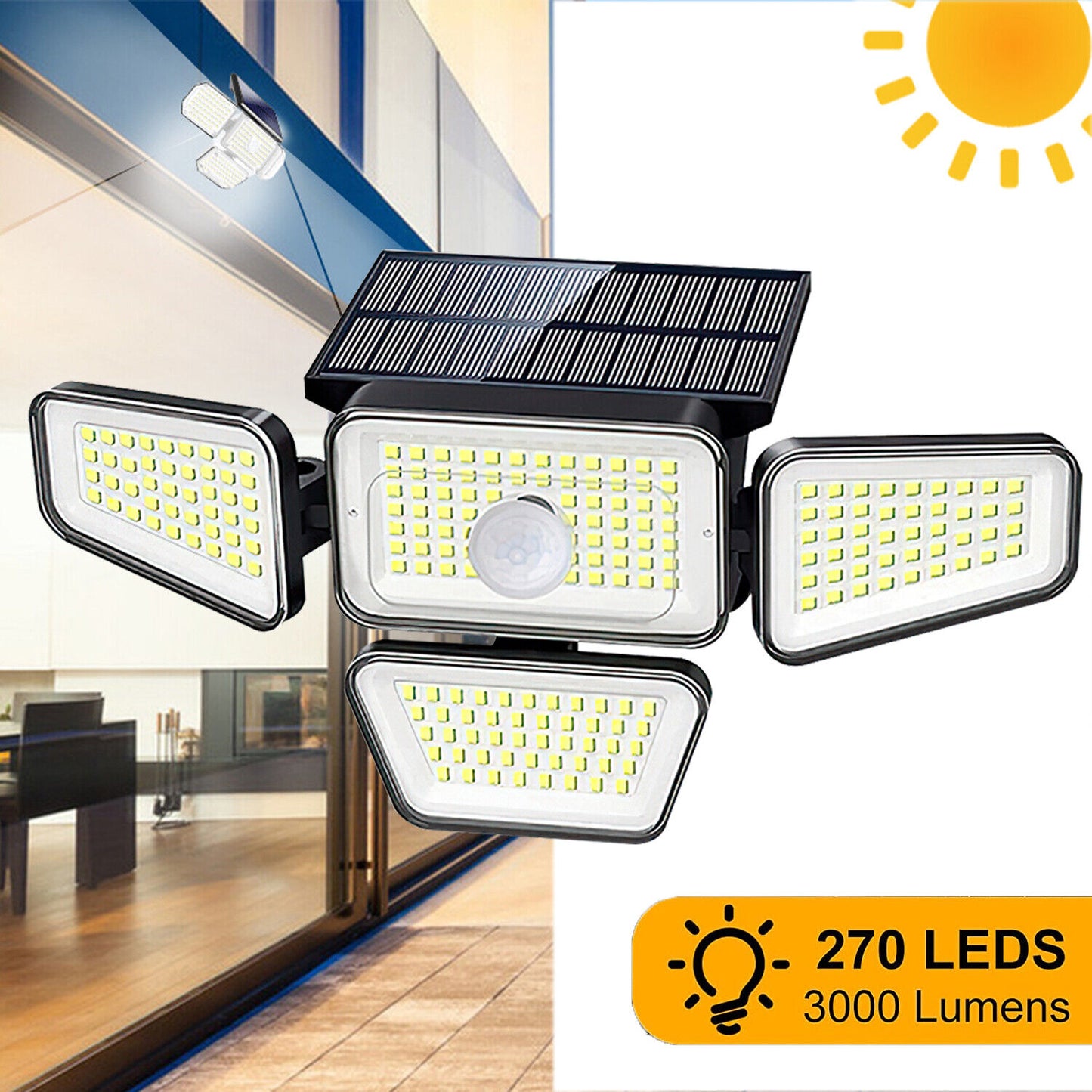 ny Luz LED Solar Con Sensor De Movimiento Jardin Patio Lampara Luces Para Exterior