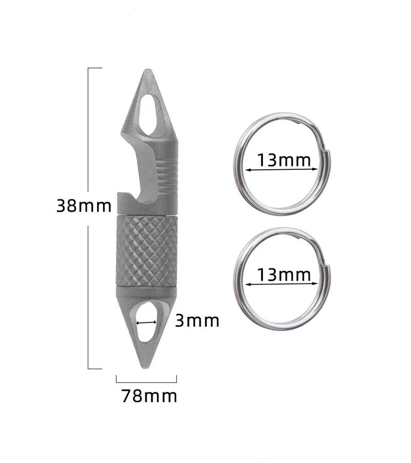 EDC Titanium Alloy Multi Tools Keychain Portable Double Keyrings Pendant Opener 07FC0E-D4 - KOEEK