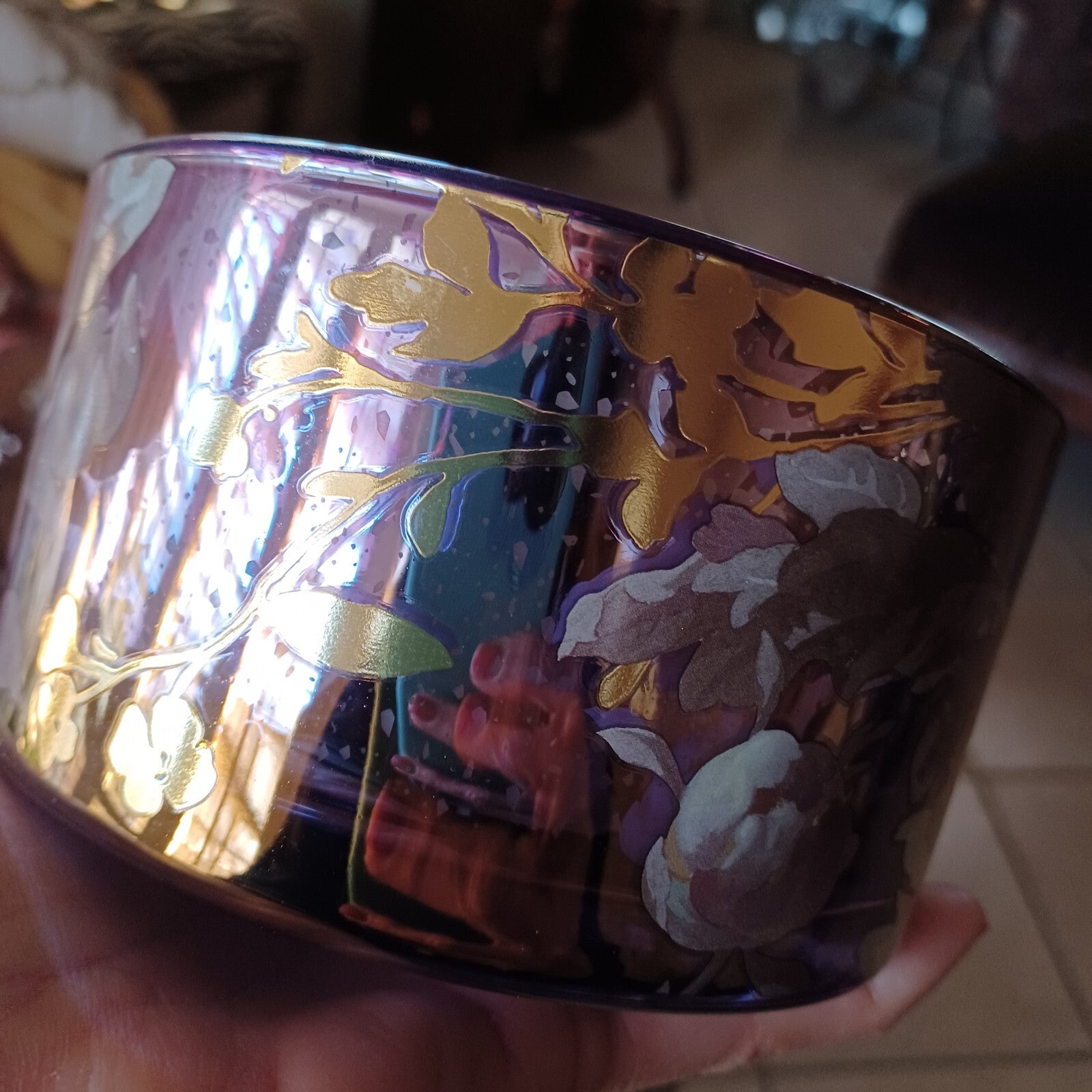 ANTHROPOLOGIE CANDLE ADA FLORAL SUEDED ROSE MERCURY GLASS CANDLE HUGE 23.03 OZ ANTHROPOLOGIE - KOEEK