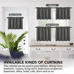 Short blackout curtain panel, 30 inches wide x 30 inches long,dark gray,set of 2