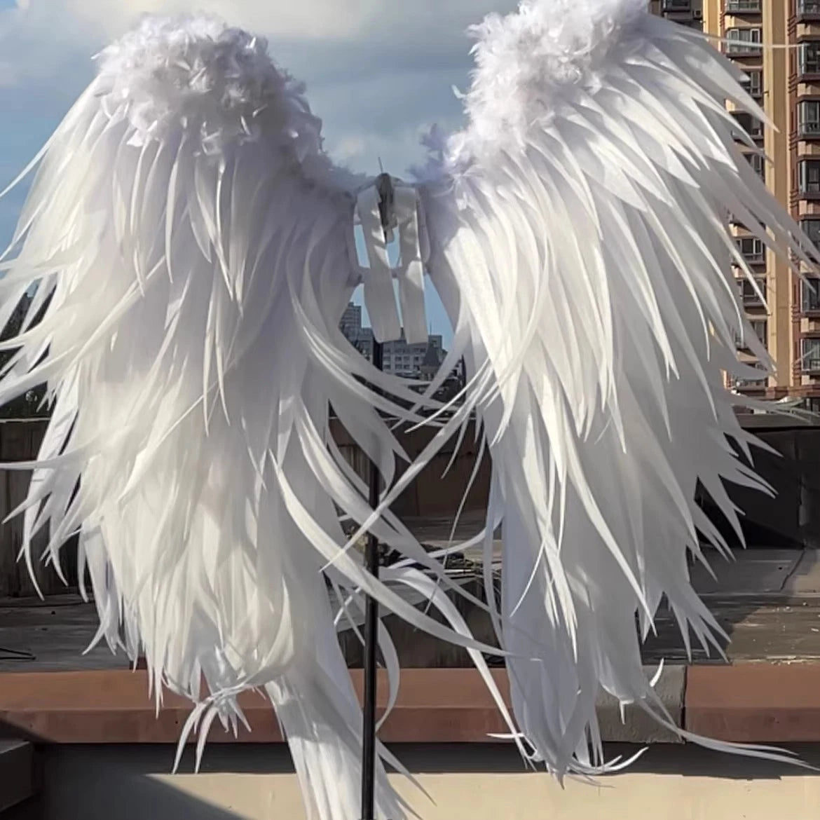 ACGN Exhibition Cosplay Angel Wings Halloween Prop White/Black Feathered Limb 07FC0E-D4 - KOEEK