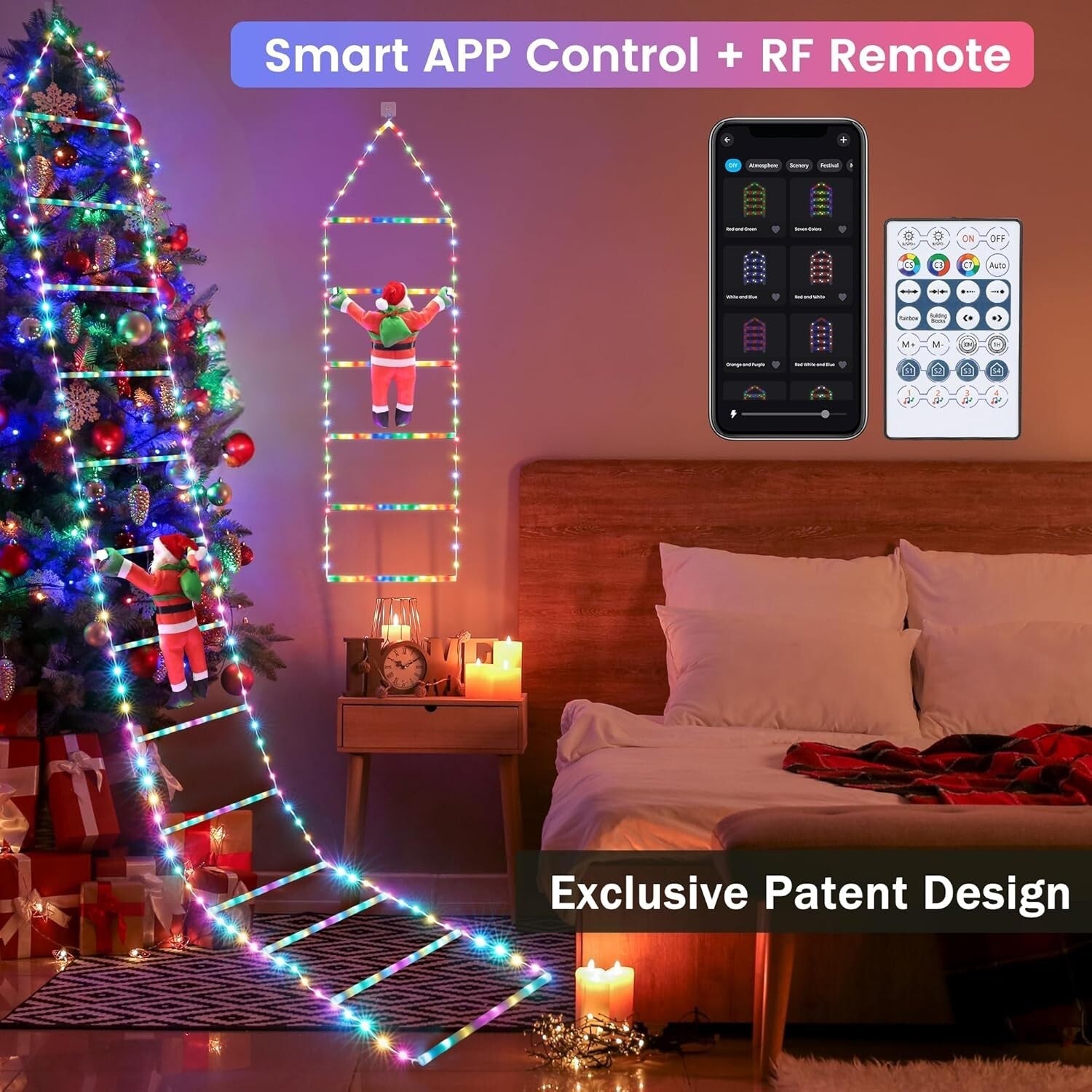 "Toodour Smart RGB Christmas Lights – 10ft Santa Claus Ladder Lights, Bluetooth 07FC0E-D4 - KOEEK