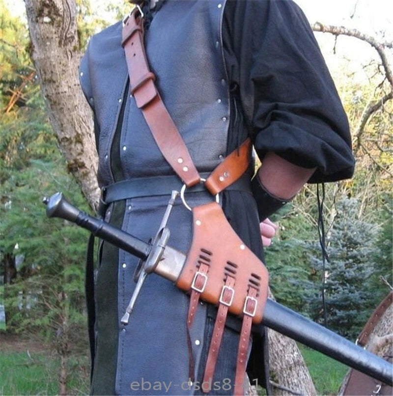 Leather Medieval Sword Belt Pirate Cutlass Belt Hanger Vintage Knight 07FC0E-D4 - KOEEK