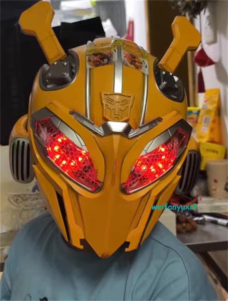 1:1 Transformer Bumblebee Voice Control Cosplay Wearable Helmet Mask W/ Base 07FC0E-D4 - KOEEK