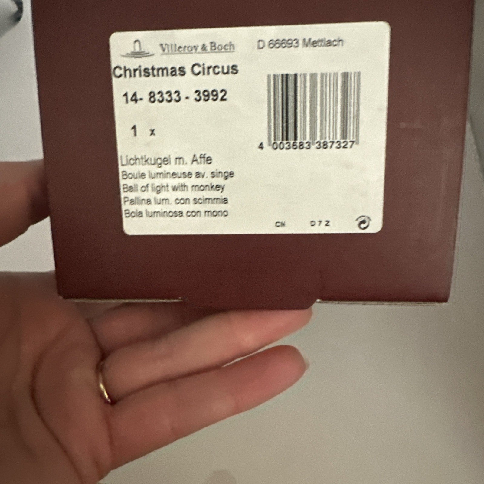 Villeroy & Boch Christmas Circus Monkey Ornament, Tea Light Holder VILLEROY & BOCH - KOEEK