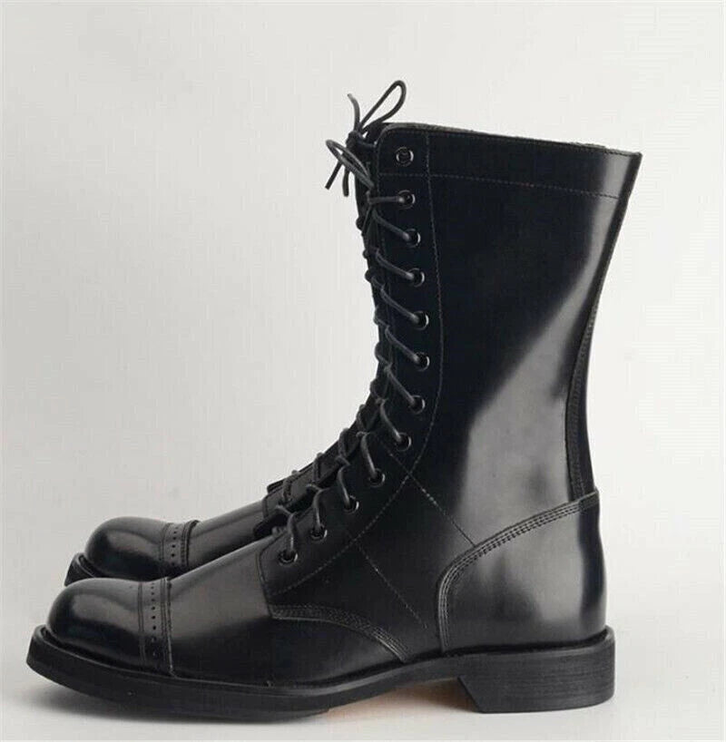 WW2 US Army Paratrooper Medium Vintage Boots Mens Leather Jump Mid-tube Boots 07FC0E-D4 - KOEEK