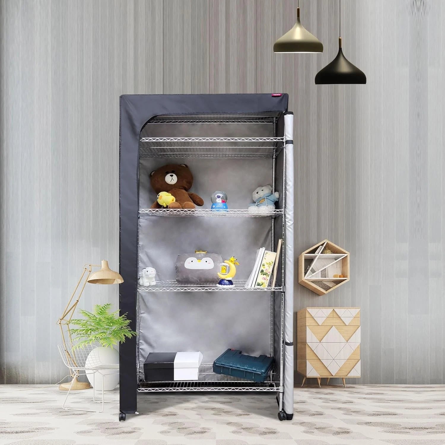 Shelf Cover Wire Shelving Rack Dust Cover 48X18X72,The Two-Way Zipper Design 07FC0E-D4 - KOEEK