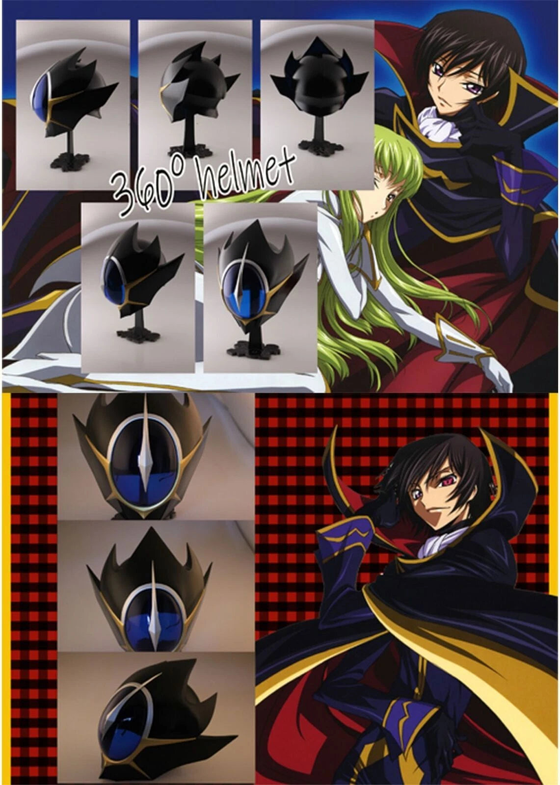 Code Geass Lelouch Zero Helmet Mask FRP Unisex Cosplay Props Halloween Masks 07FC0E-D4 - KOEEK