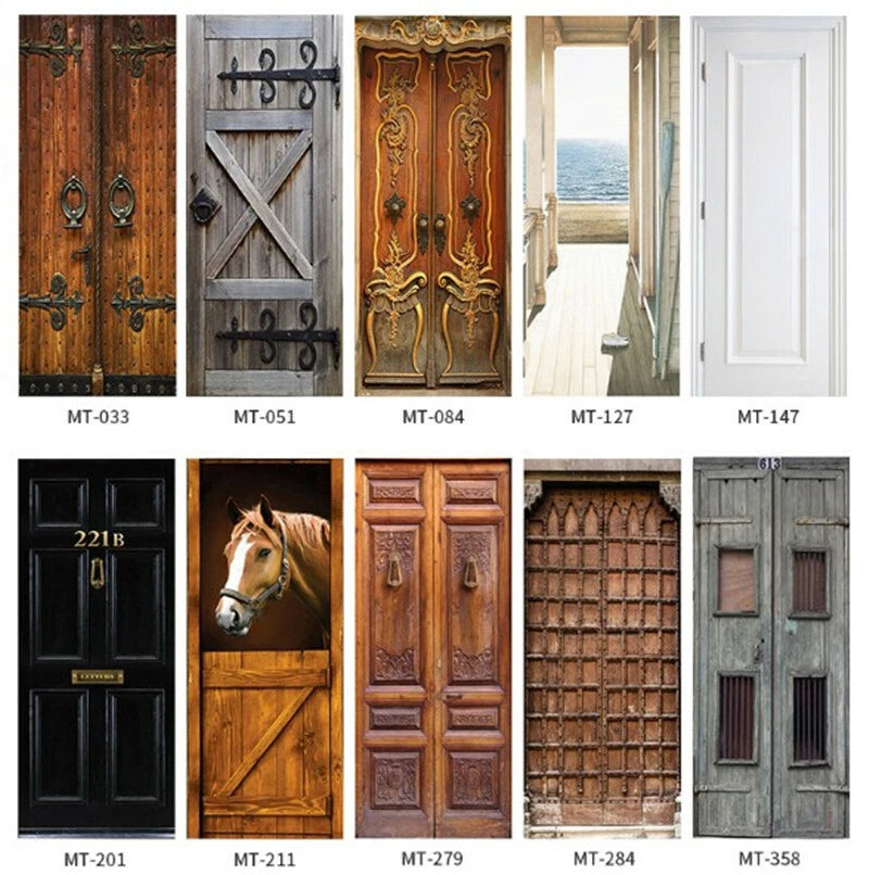 3D Ancient Rustic Barn Door Sticker Decal Self-adhesive Wrap Mural Home Decor 07FC0E-D4 - KOEEK