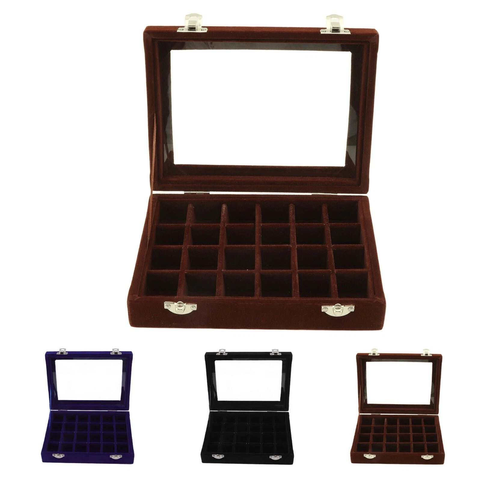 Velvet Jewelry Tray Earrings Ring Storage Box Display Box jewelry organizer box 07FC0E-D4 - KOEEK