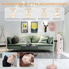 Foldable Desk Fan,Rechargeable Battery,Remote Control Retractable 4 Speed Silent 07FC0E-D4 - KOEEK