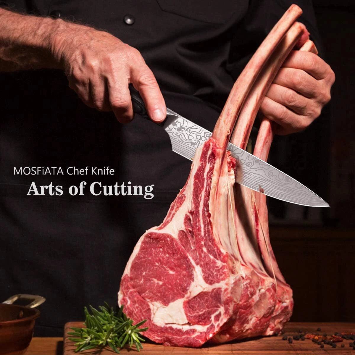 8-Inch Ultra-Sharp Professional Chef's Knife with Finger Guard and Sharpener 07FC0E-D4 - KOEEK