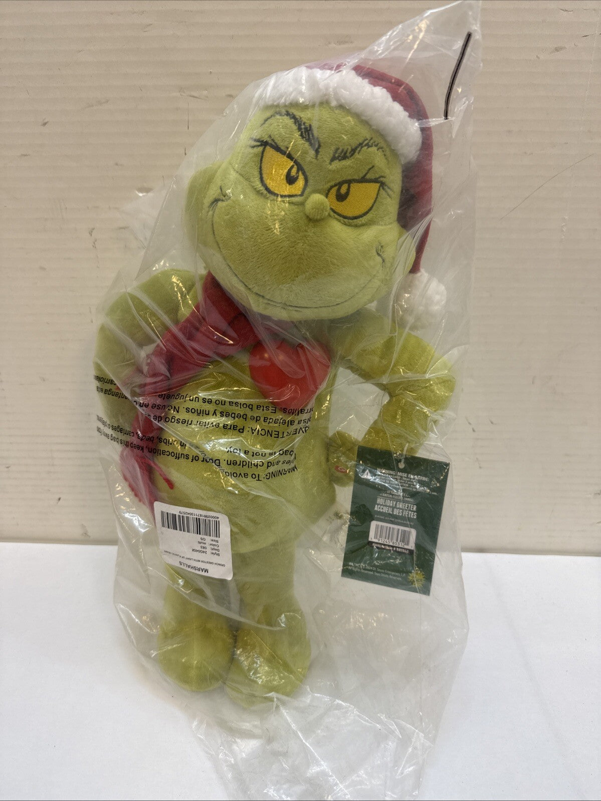 Gemmy 19 in Holiday Greeter Stuffed Grinch with Light-Up Heart - Green GEMMY - KOEEK