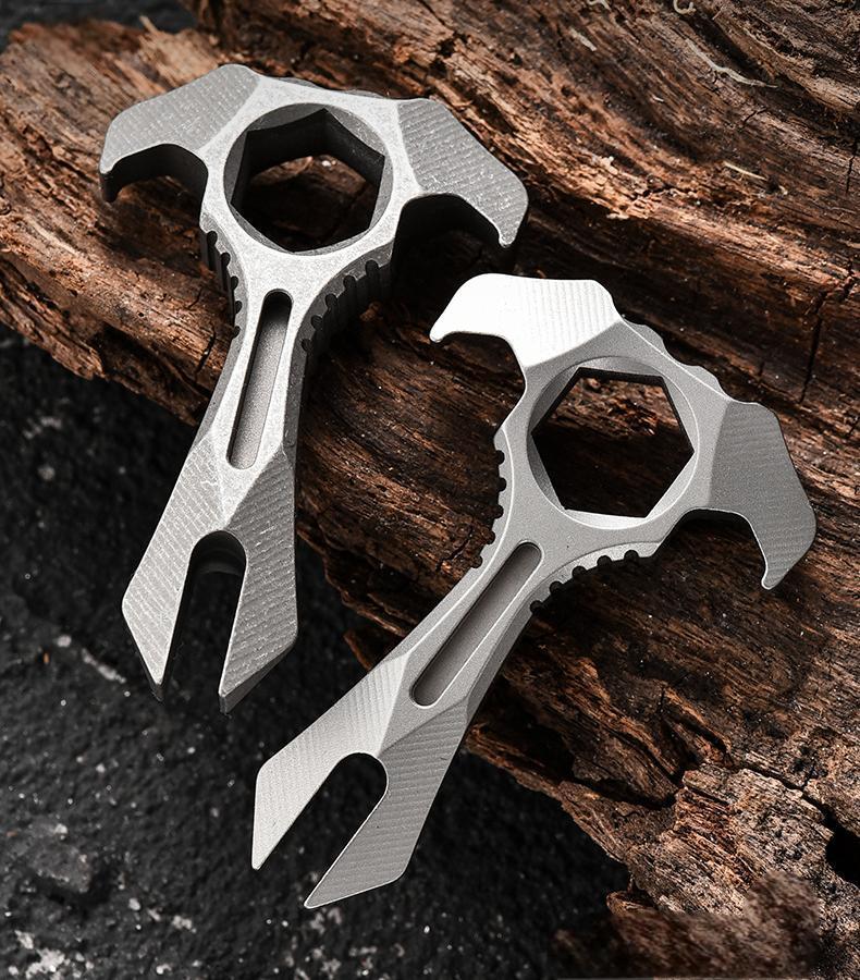EDC Titanium Alloy Pry Bar Crowbar Wrench Can Opener Outdoor Portable Multi Tool 07FC0E-D4 - KOEEK
