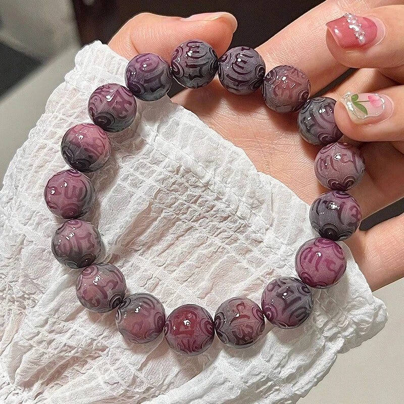 1PC Purple Bodhi Root Bead Bracelet Buddha Bead Rose Bead  Bracelet Prayer 07FC0E-D4 - KOEEK