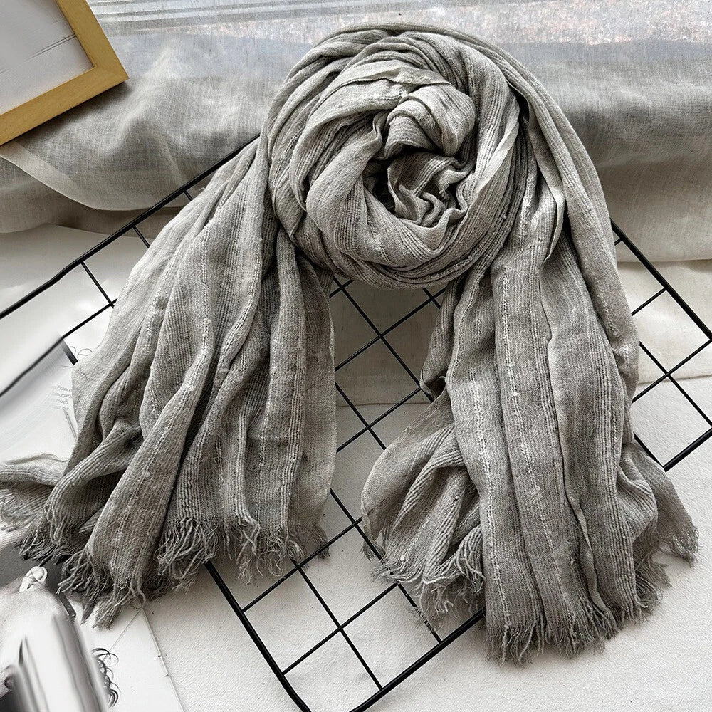 Men's Striped Scarf Cotton Linen Autumn Winter Warm Bufanda Shawl Unisex Scarves 07FC0E-D4 - KOEEK