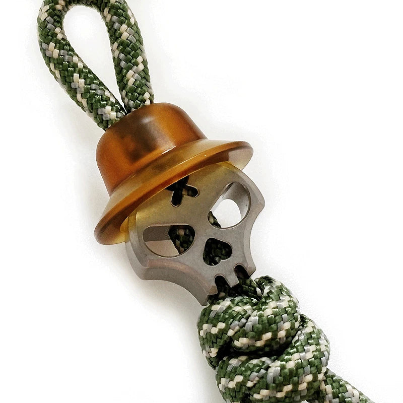 EDC Titanium + Ultem PEI Knife Lanyard Bead Pendant Parachute Cord DIY Keychain- 07FC0E-D4 - KOEEK