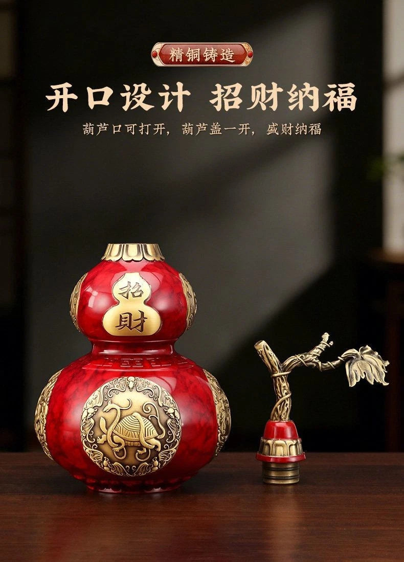 Brass Bagua Gourd Figurine With Lid Feng Shui Home Decor Housewarming Gift 07FC0E-D4 - KOEEK