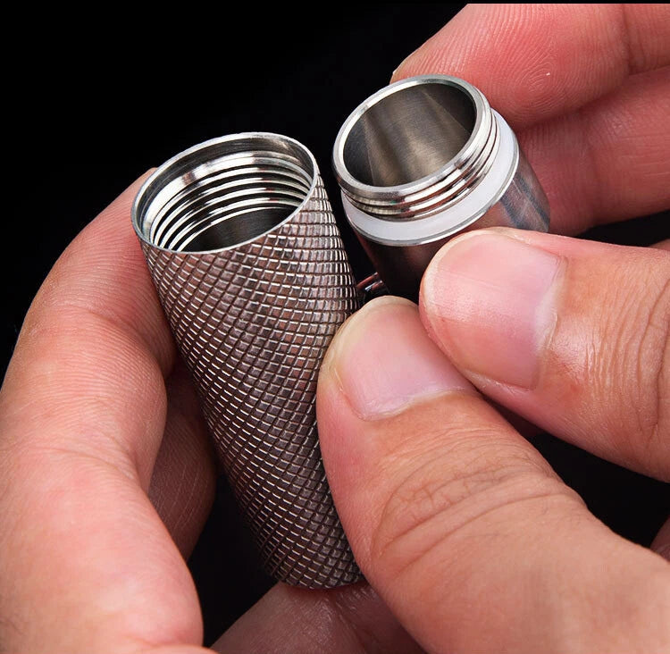 Titanium Waterproof Pill Box Mini Case Bottle Storage Keychain Outdoor EDC Tool 07FC0E-D4 - KOEEK