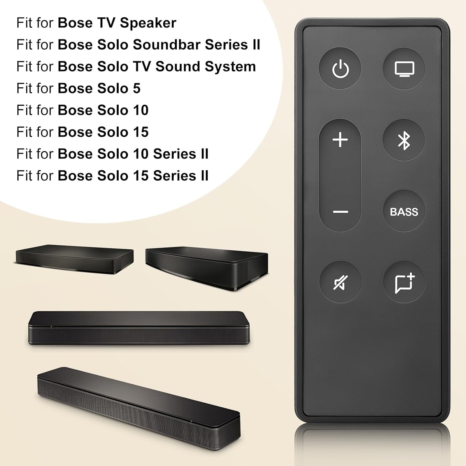 new  Replacement Remote Control for Bose TV Speaker/Bose  bose, Black 07FC0E-D4 - KOEEK