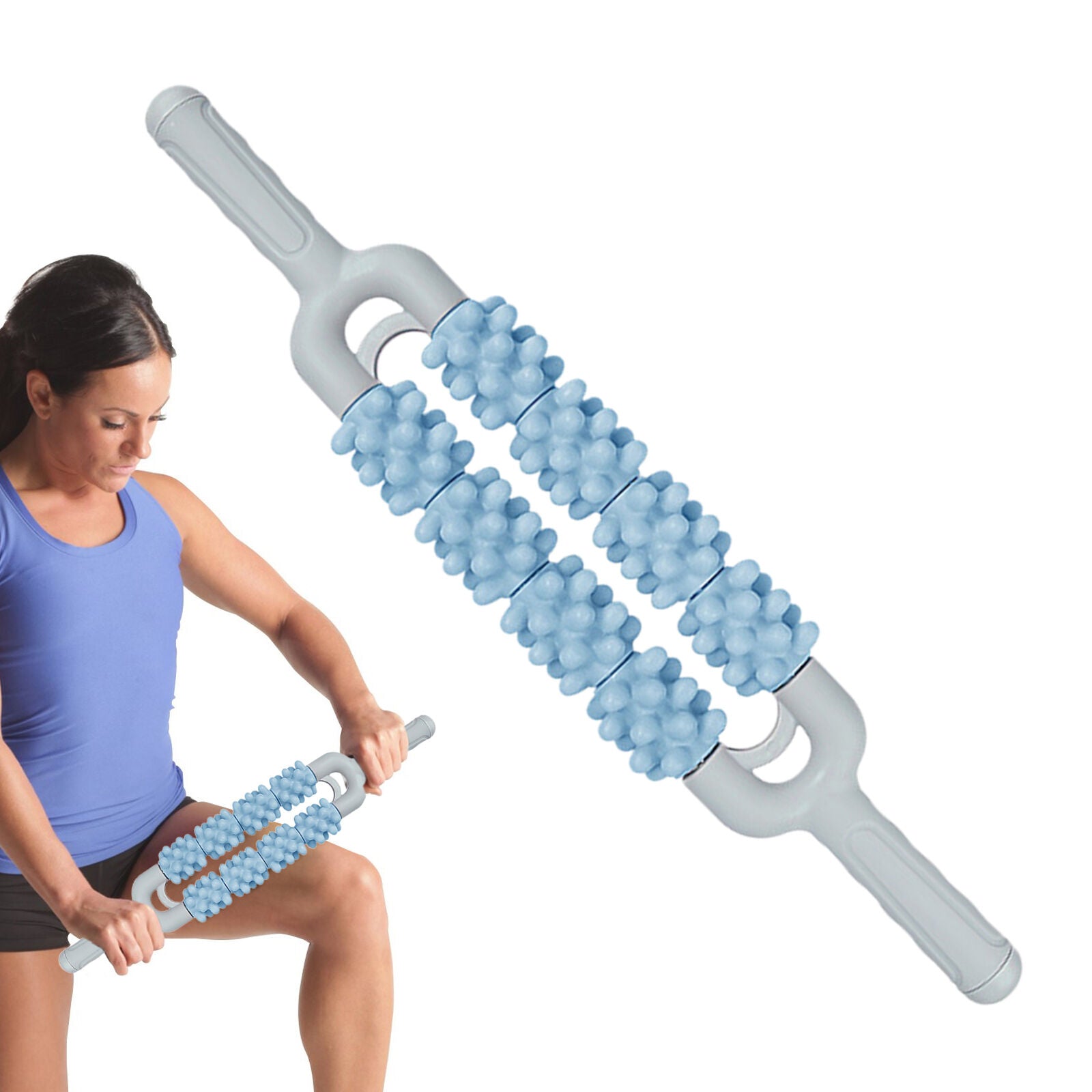 new Scraping Therapy Treatment Guasha Massage Double Row Roller Legs Back Neck koeek - KOEEK