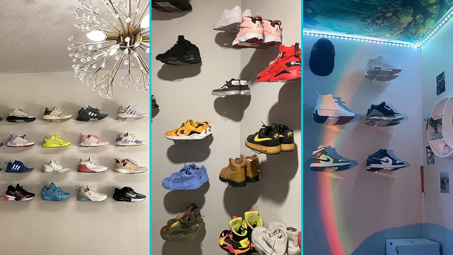 Floating Shoe Display Shelves for Wall Mount Set of 6 - Clear Acrylic Floating 07FC0E-D4 - KOEEK