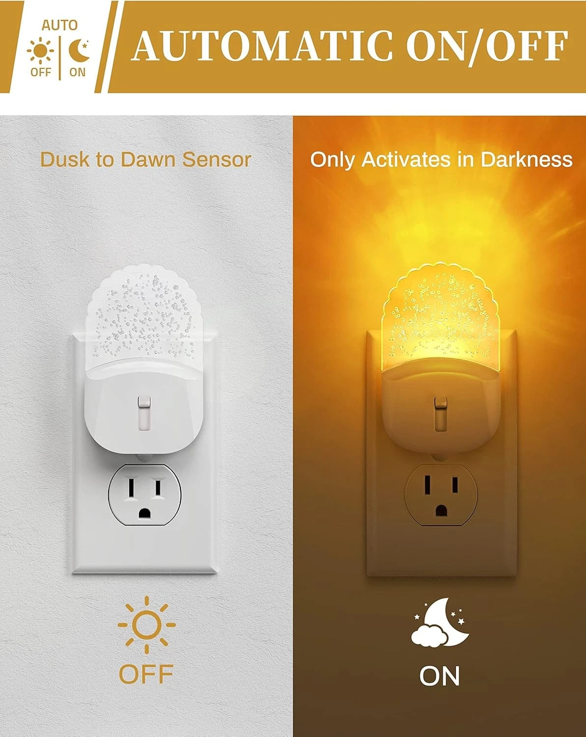 Wall-mounted night light [2-piece set], amber warm light night light, 1800K, 07FC0E-D4 - KOEEK