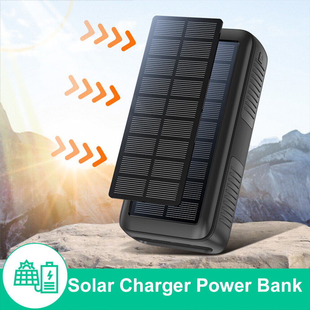 ny 61200mAh håndsveiv Solar Power Bank Telefonlader Eksternt batteri LED-lys US