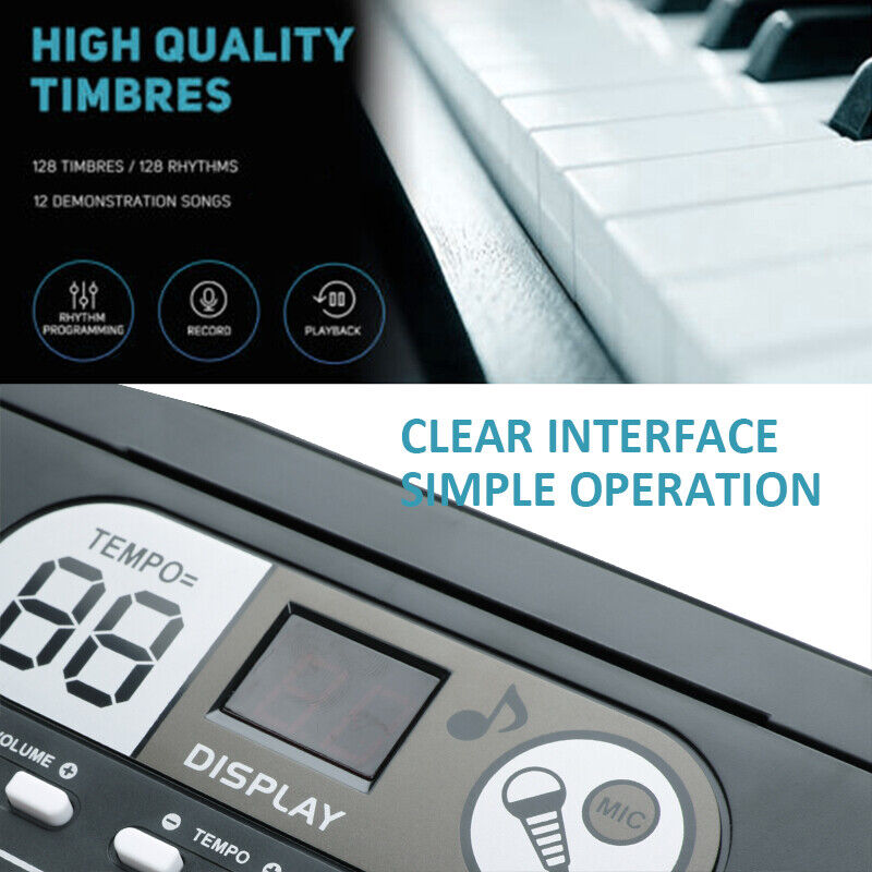 nytt 61 tangenter digitalt pianotastatur - bærbart elektronisk instrument med stativ og mikrofon