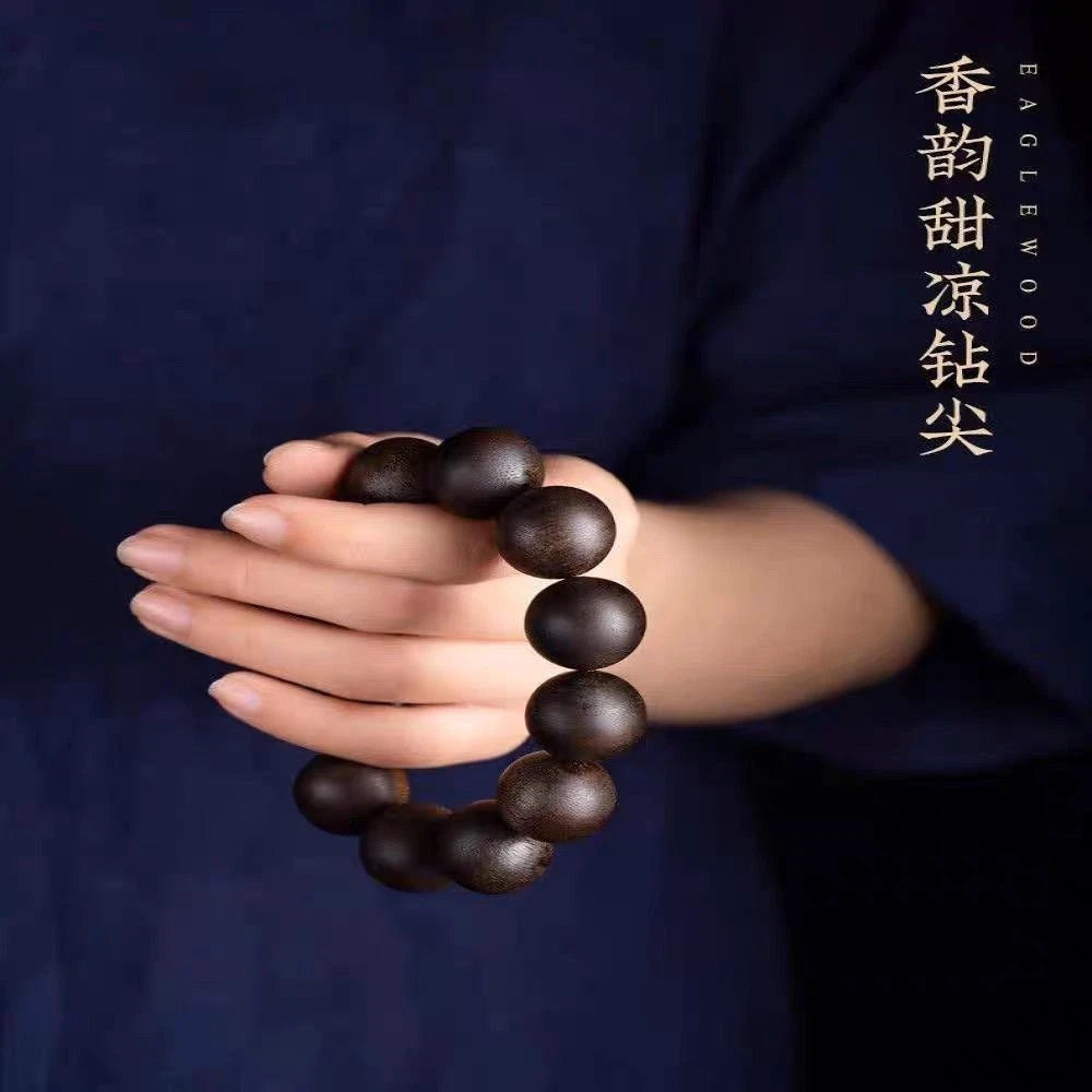 2.0mm Sinking Grade Unisex Mala Beads Vietnam Purple Kyara Agarwood Bracelet 07FC0E-D4 - KOEEK