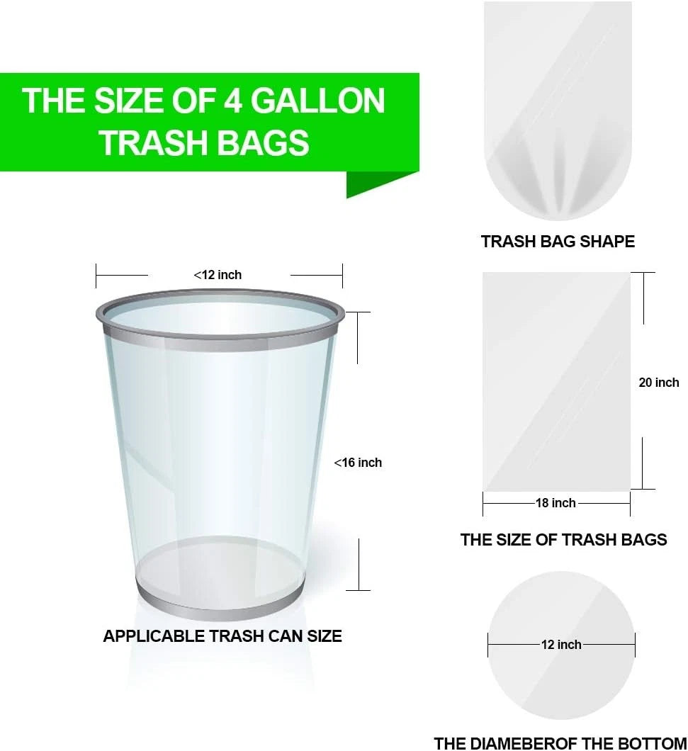 Small garbage bags - 4 gallon garbage bags, pack of 220 07FC0E-D4 - KOEEK