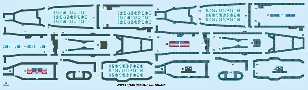 STOCK 03723 1:200 USS NAVY Fletcher Destroyer DD-445 Model Assembly Kit 07FC0E-D4 - KOEEK