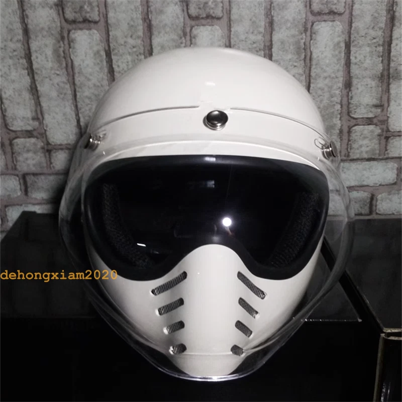 Japan Full Face Rider Motorcycle Helmet Retro Small Motorbike Helmet W/Goggles 07FC0E-D4 - KOEEK