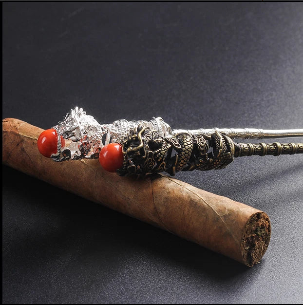 Copper Brass Dragon Cigar Needle Cigar Draw Enhancer Tool Women Hairpin Gift 07FC0E-D4 - KOEEK
