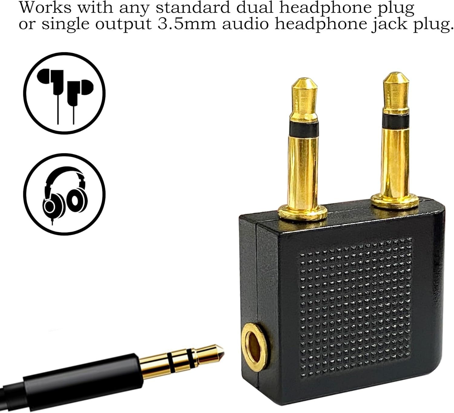 new BlingKingdom 3 PCS Airplane Flight Headphone Adapter, Dual 3.5mm Male to... BLINGKINGDOM - KOEEK