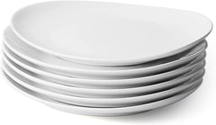 Ceramic 11-Inch Dinner Plate Set of 6 - White Dinner Plates - Scratch Resistant