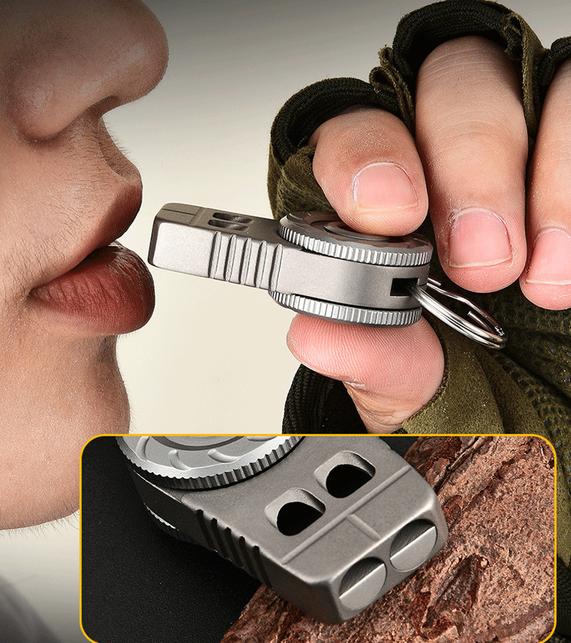 Titanium Keychain Whistle Pocket Toy Stress Relief Anti Anxiety Whistle EDC Tool 07FC0E-D4 - KOEEK