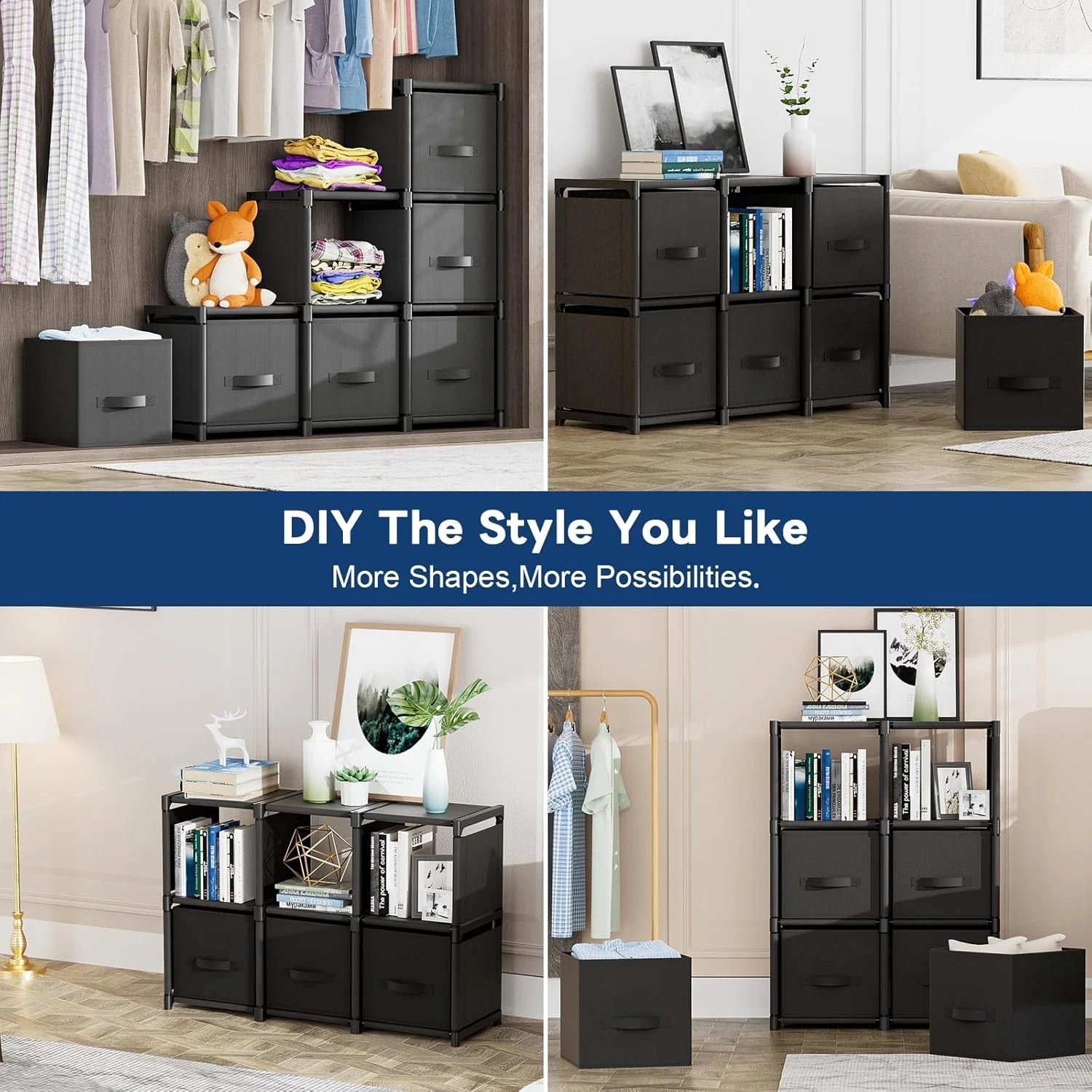 6 Cube Storage Rack, Wardrobe Storage Rack, and Storage Shelf 07FC0E-D4 - KOEEK
