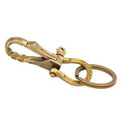 Vintage Brass Handmade Keychain Key Ring Holder Men Gold Waist Buckle Hook Gifts 07FC0E-D4 - KOEEK