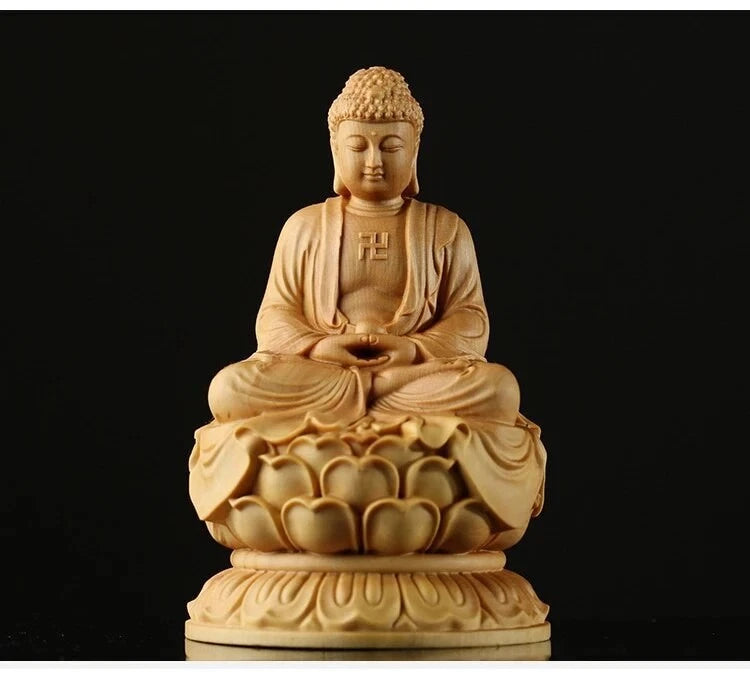 9cm Japan Buddha Statue Shakyamuni Wood Sculpture Buddha Dharma Solid Buddhism 07FC0E-D4 - KOEEK