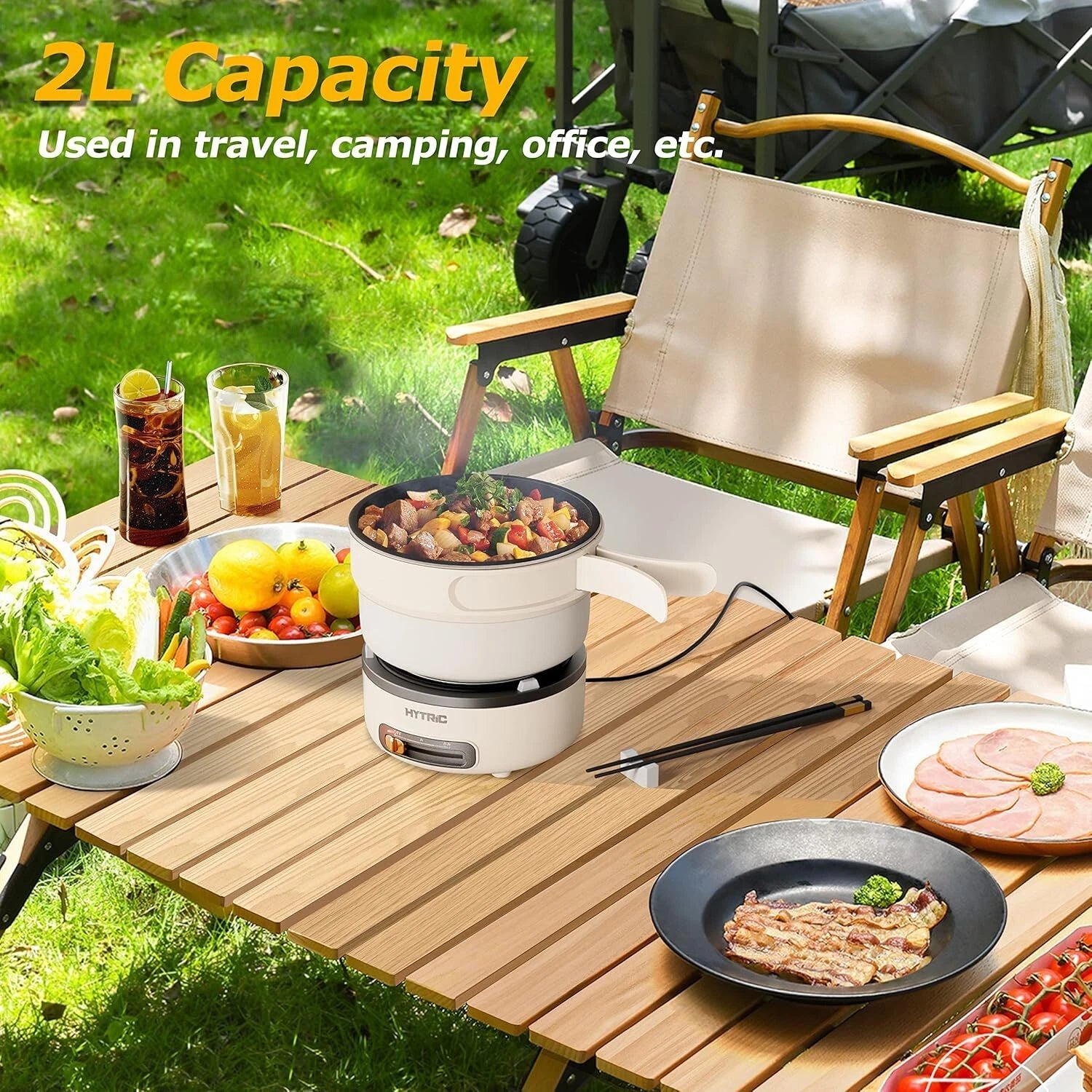 Rice Cooker, 2 Liter Portable Rice Cooker with Foldable Handle, Non-Stick 07FC0E-D4 - KOEEK
