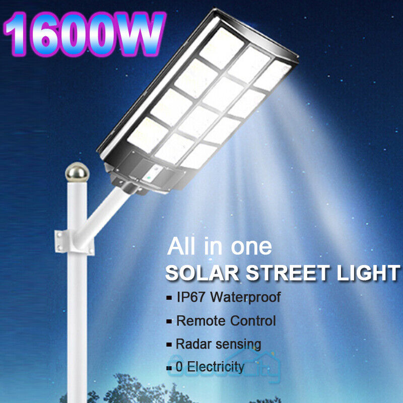 ny 10000000LM LED Solar Road Street Flood Light Utendørs Hage Hage Lampe Vanntett