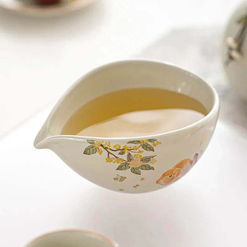 200ml Grass Wood Ash Hand-drawn Koi Fair Cup Ceramic Household Tea Cup Tea Set 07FC0E-D4 - KOEEK