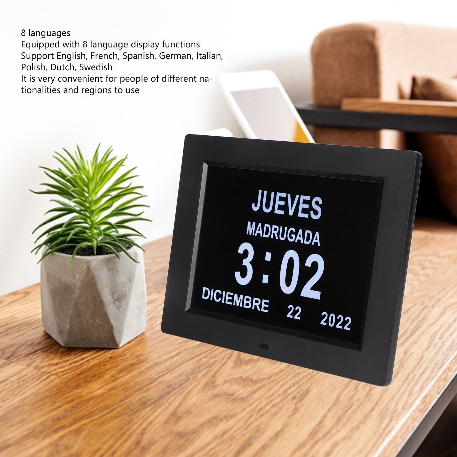 new (US Plug)8 Inch Dementia Clock Digital Clock Large Clear Digits Display koeek - KOEEK