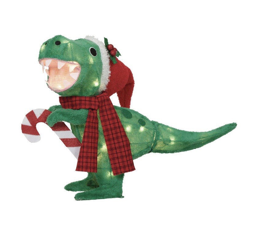 Light-Up Plush T-Rex Christmas Yard Decoration Holiday Time 34" Long 1.5" Tall HOLIDAY TIME - KOEEK