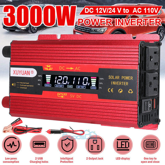 ny 6000W DC konverter 12/24V A 110V AC 2USB Para Carro Auto Inversor Corriente