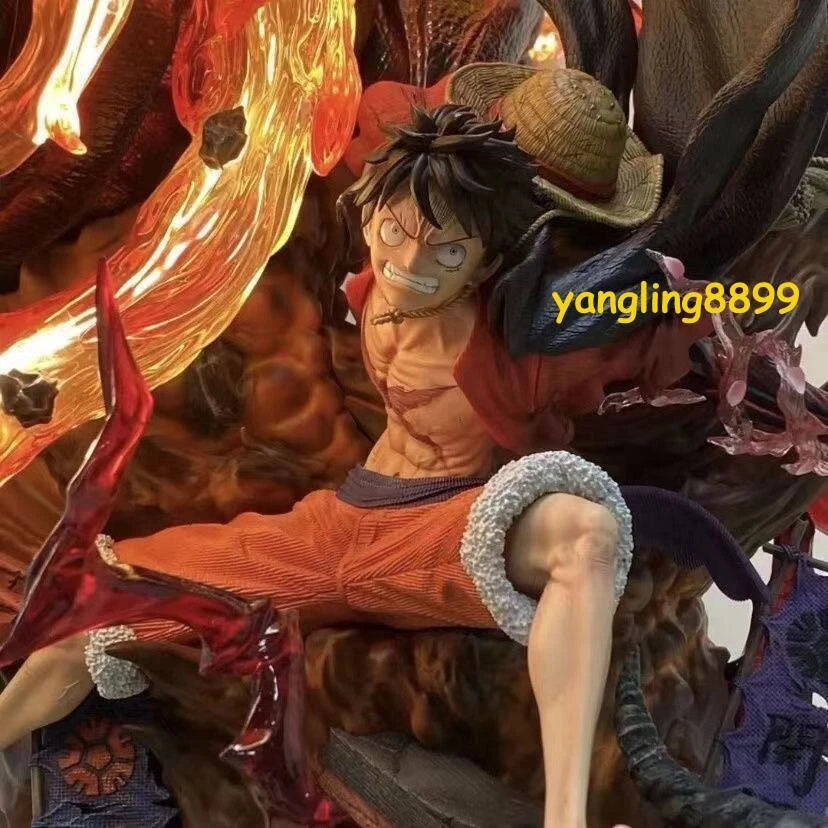 Anime Figure Flame Emperor Luffy Monkey D Luffy PVC Statue Model Light up 60cm 07FC0E-D4 - KOEEK