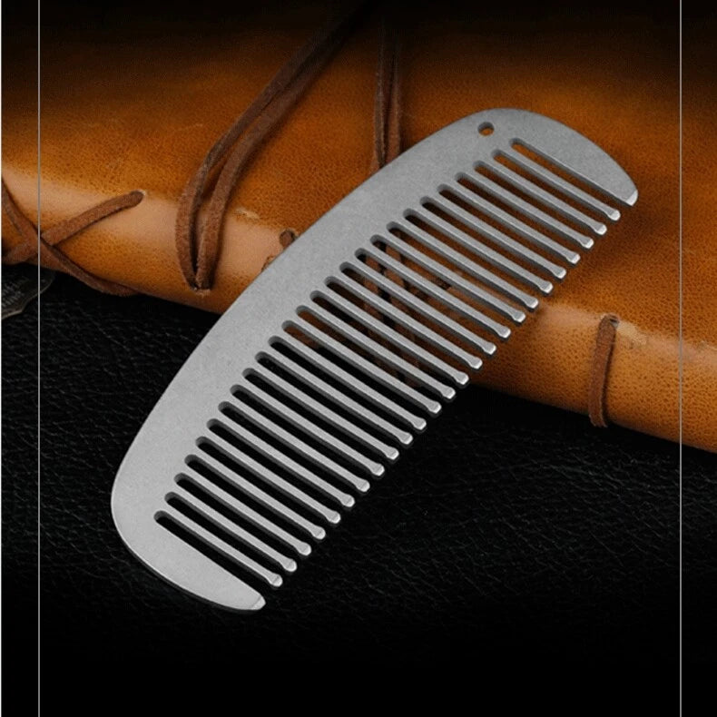 Women Titanium Alloy Comb Hair Beard Pocket Comb Portable Anti-static EDC Combs 07FC0E-D4 - KOEEK