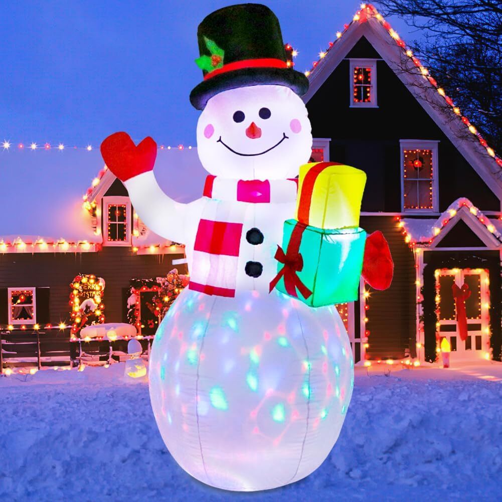 5ft Inflatable Snowman Christmas  with Built-in Rotating LED Lights Decorations 07FC0E-D4 - KOEEK
